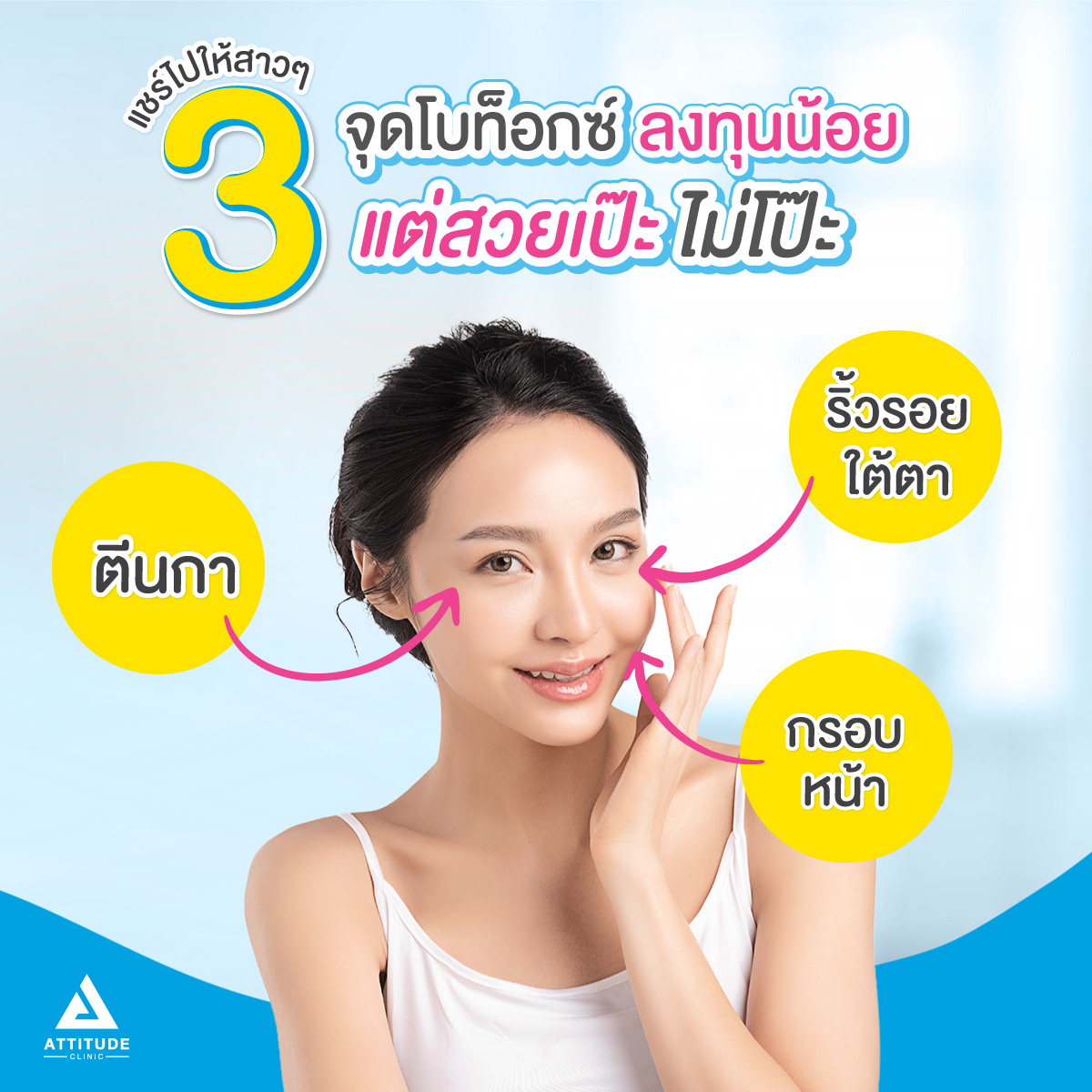 แชร์ไปให้สาวๆ 3 จุดโบท็อกซ์ลงทุนน้อยแต่สวยเป๊ะ ไม่โป๊ะ Attitude Clinic คลินิกความงามคุณภาพ 5170